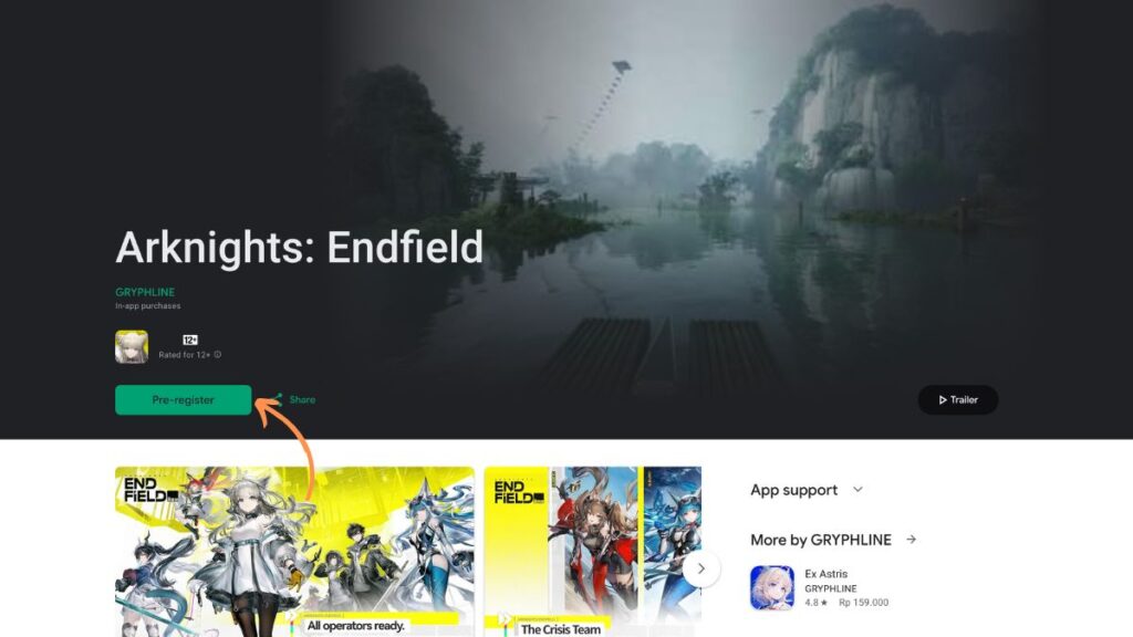 Arknights Endfield pre register google app store